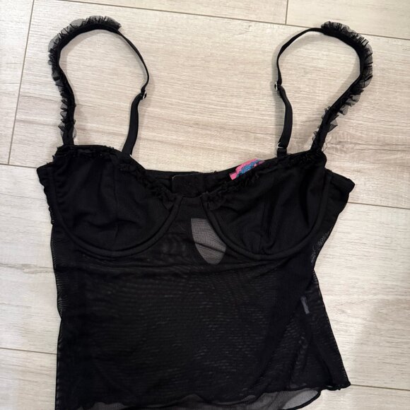 Edikted Mesh Black Going Out Top - Picture 3 of 4